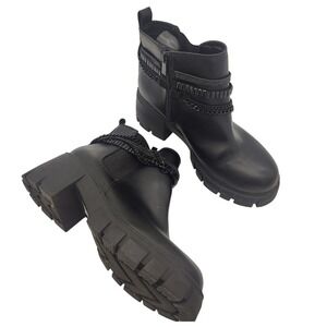 Torrid Women 10WW Black Faux Leather Lugg Chunky Combat Boot Chains Fairy Grunge